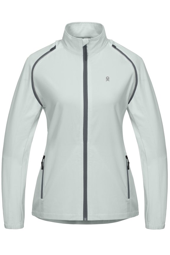 Women's Lightweight Waterproof Cycling Jacket with Removable Sleeves for Biking Running Golf Light Gray XL