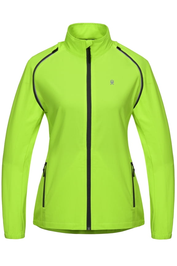 Women's Lightweight Waterproof Cycling Jacket with Removable Sleeves for Biking Running Golf Fluorescent Yellow XS