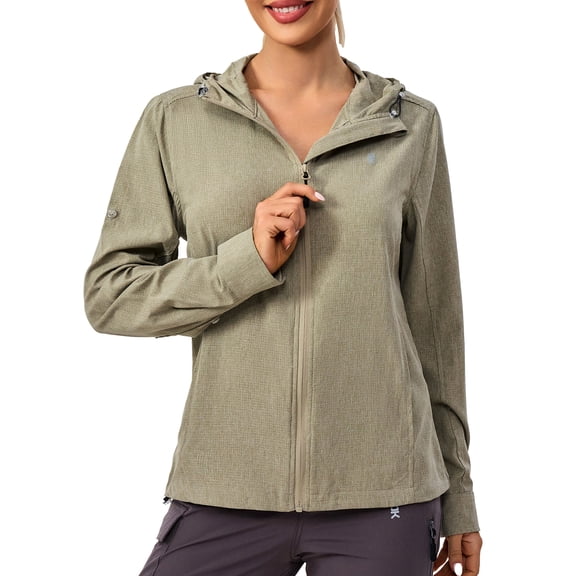 Little Donkey Andy Women's UPF 50+ Hoodie Jackets Long Sleeve Breathable Lightweight Hiking Shirt, Air-Holes Tech, Laurel Oak X-Small