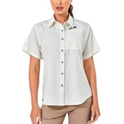 Little Donkey Andy Womens UPF 50+ Sun Protection Shirt - Quick-Dry, Breathable, Short Sleeve for Fishing, Hiking, and Outdoor Activities Light Gray XS