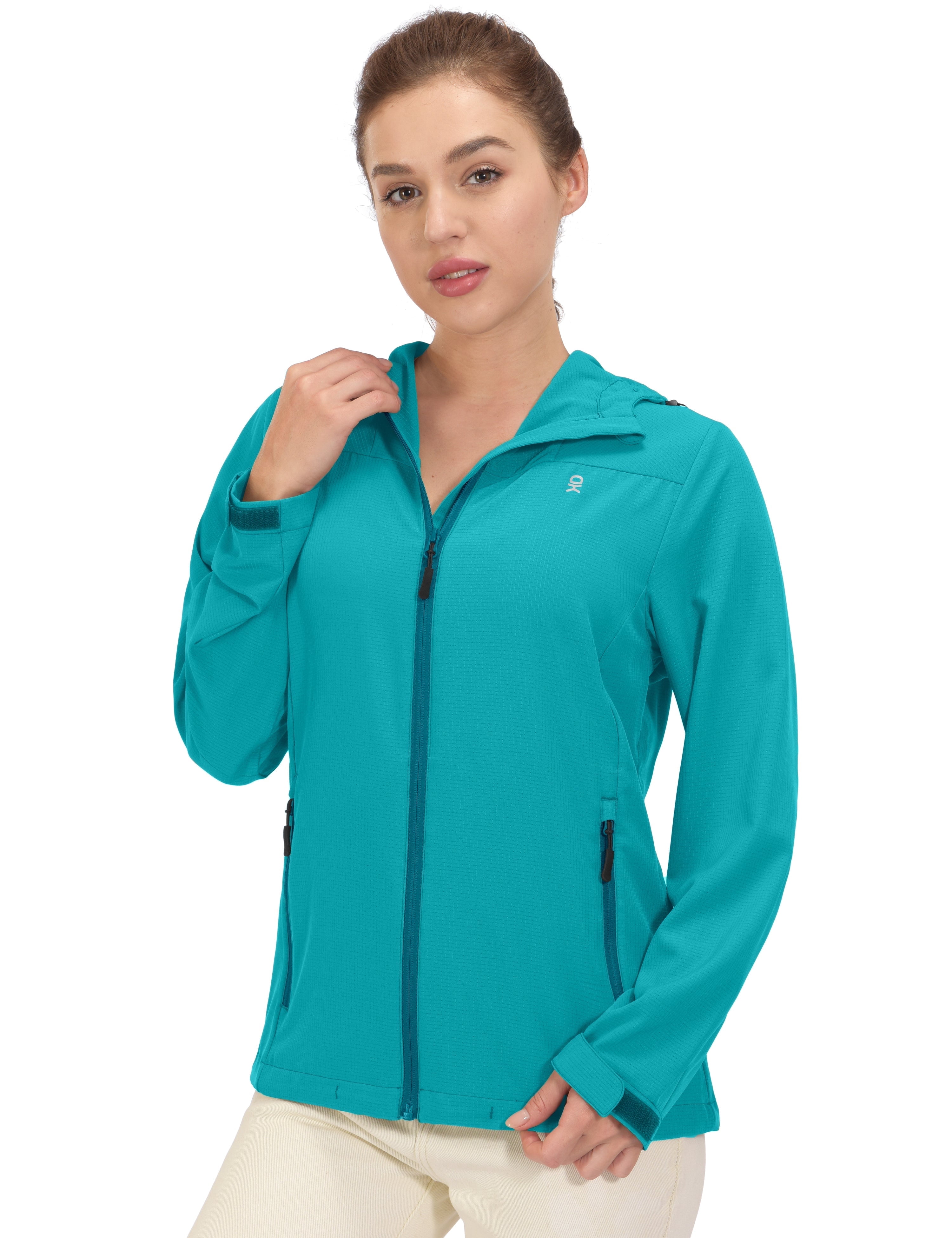 Little Donkey Andy Women's UV Protection Hiking Jackets Breathable Hooded Shirts for Fishing Camp with Air-Holes Blue Size XS