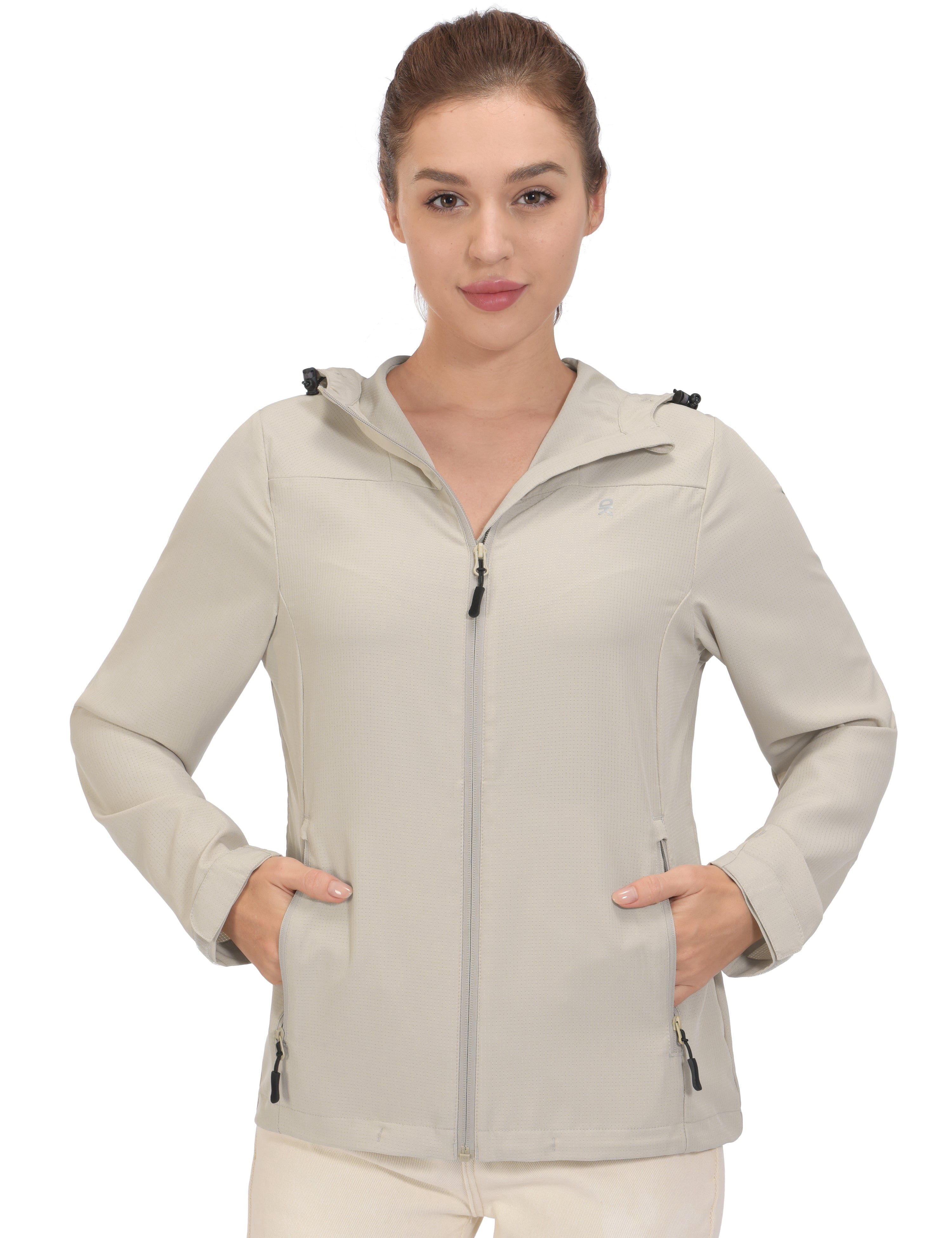 Little Donkey Andy Women's UV Protection Hiking Jackets Breathable Hooded Shirts for Fishing Camp with Air-Holes Khaki Size L