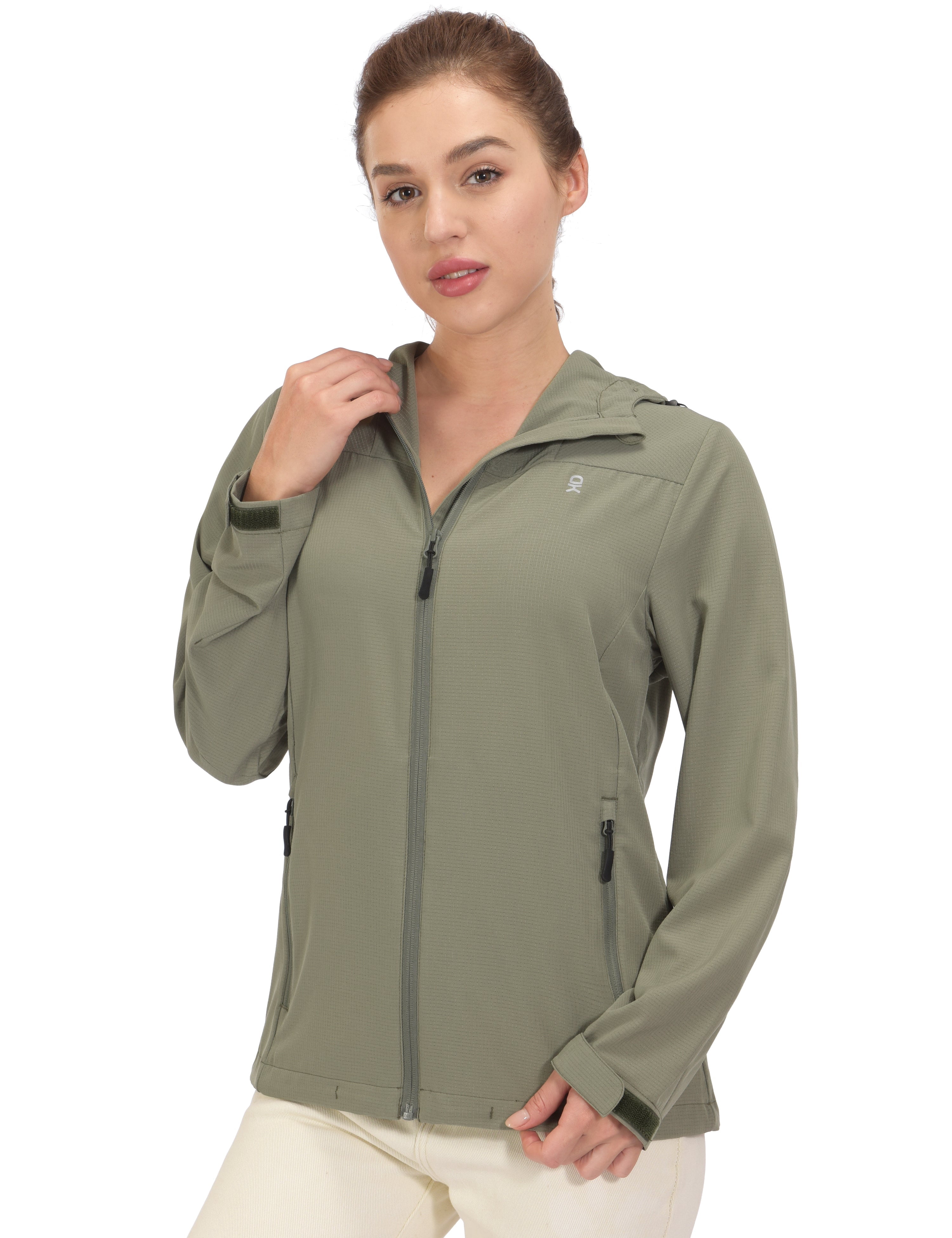 Little Donkey Andy Women's UV Protection Hiking Jackets Breathable Hooded Shirts for Fishing Camp with Air-Holes Sage Size L