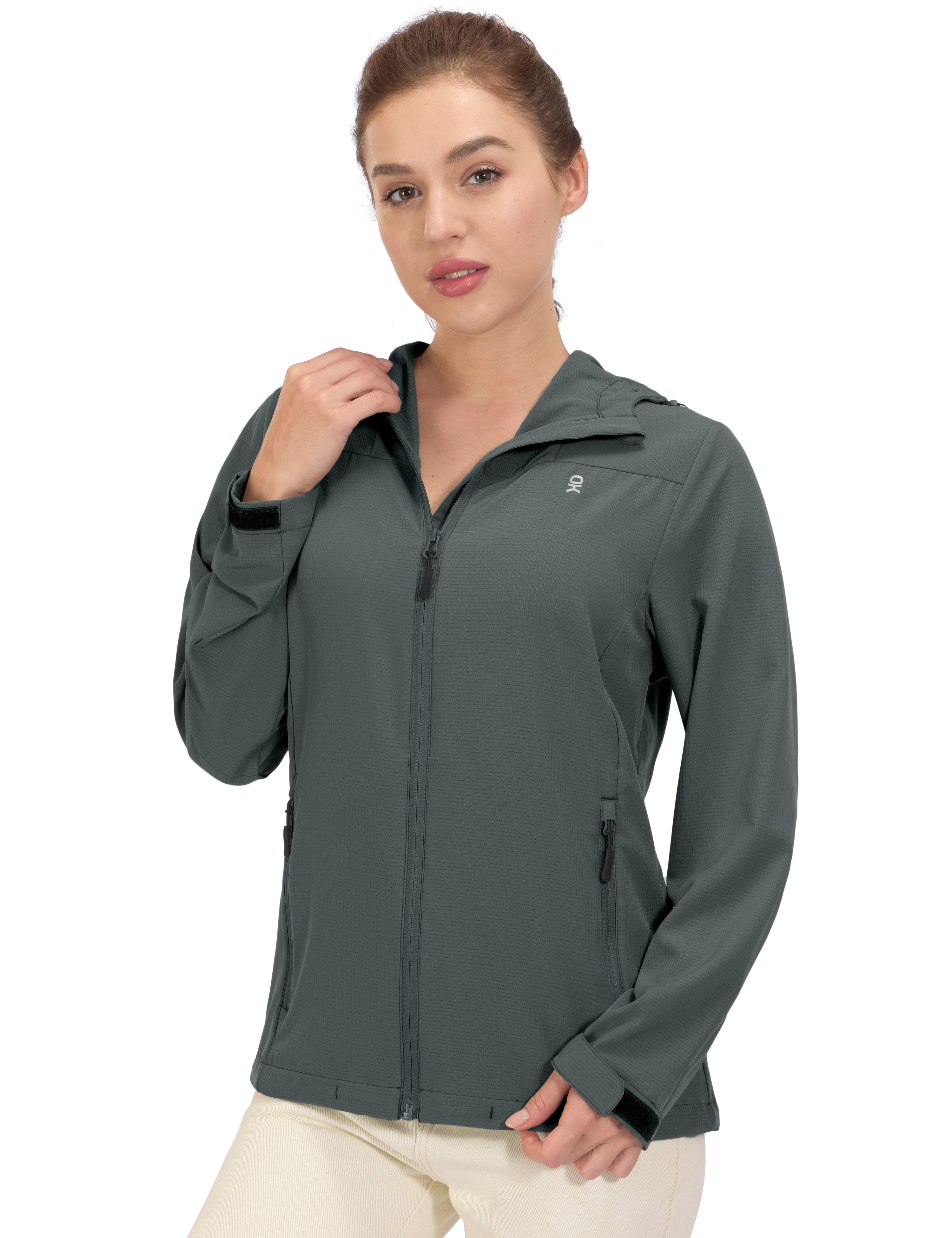 Little Donkey Andy Women's UV Protection Hiking Jackets Breathable Hooded Shirts for Fishing Camp with Air-Holes Steel Grey Size XS