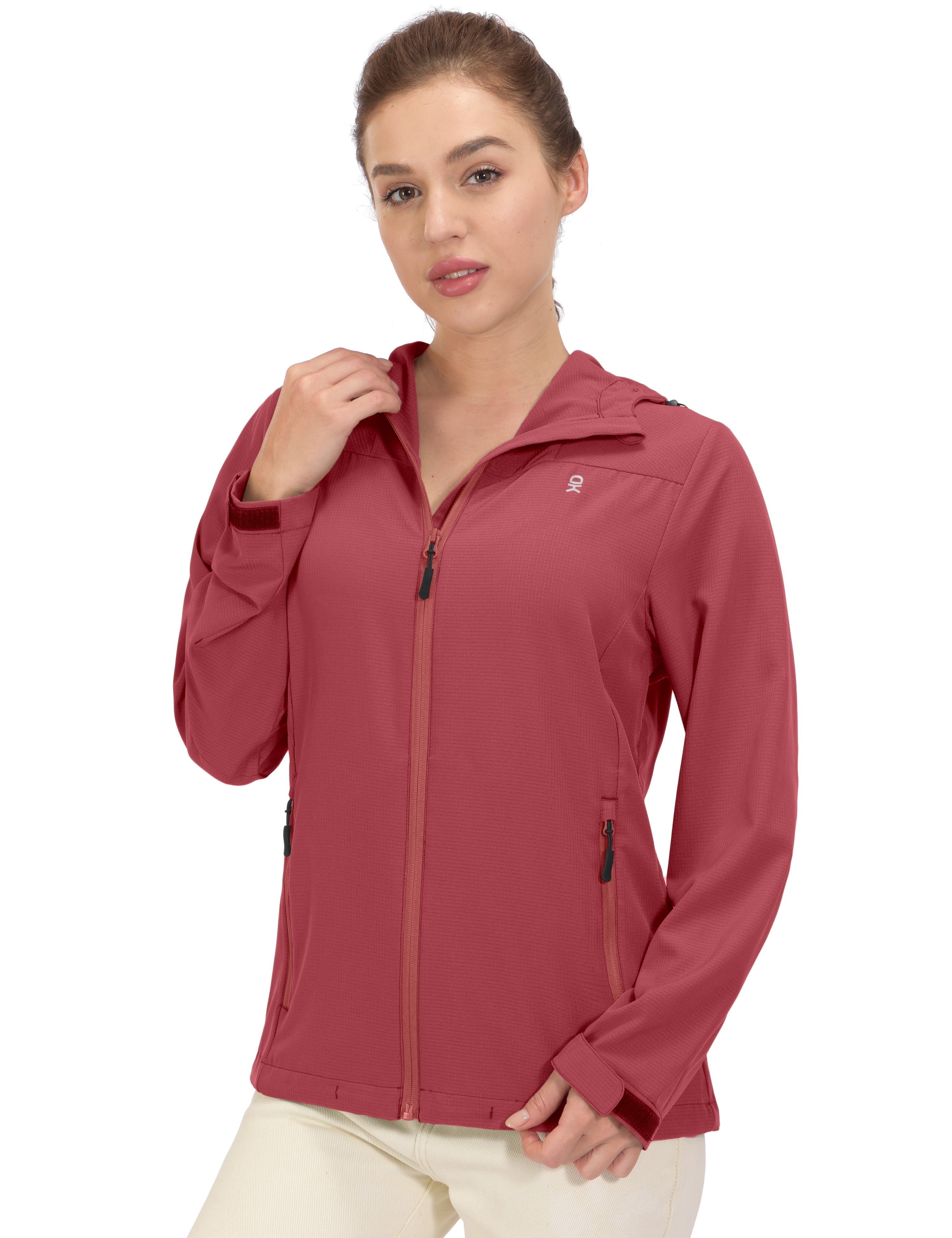 Little Donkey Andy Women's UV Protection Hiking Jackets Breathable Hooded Shirts for Fishing Camp with Air-Holes Watermelon Red Size M