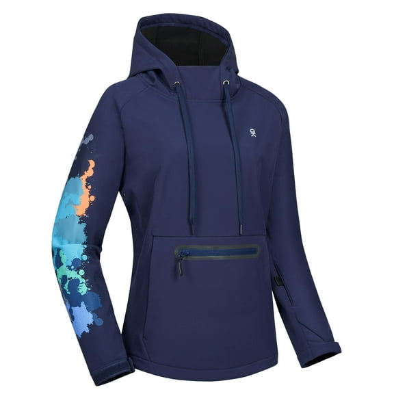 Little Donkey Andy Women's UV Protection Hoodies with Fleece Lined, Water Repellent Pullover Hooded Sweatshirt UPF50  (Dark Blue M)