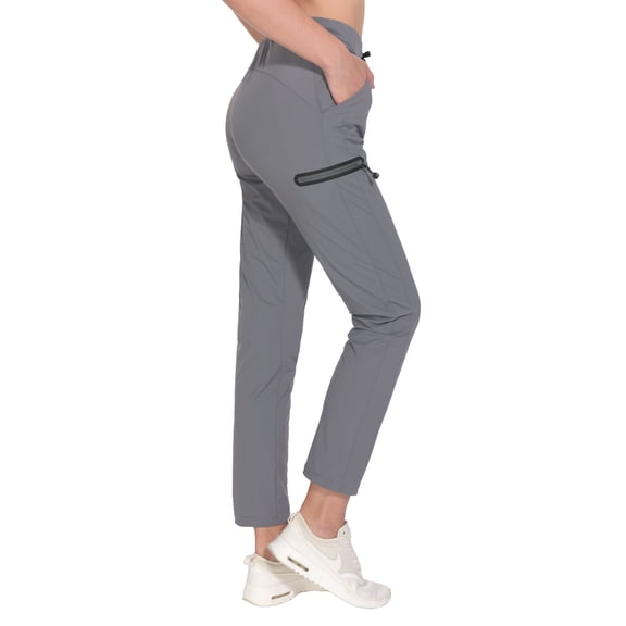 Little Donkey Andy Women's Ultra-Stretch Quick Dry Lightweight Ankle Pants Drawstring Active Travel Hiking Gray L