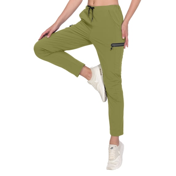 Little Donkey Andy Women's Ultra-Stretch Quick Dry Lightweight Ankle Pants Drawstring Active Travel Hiking Olive S