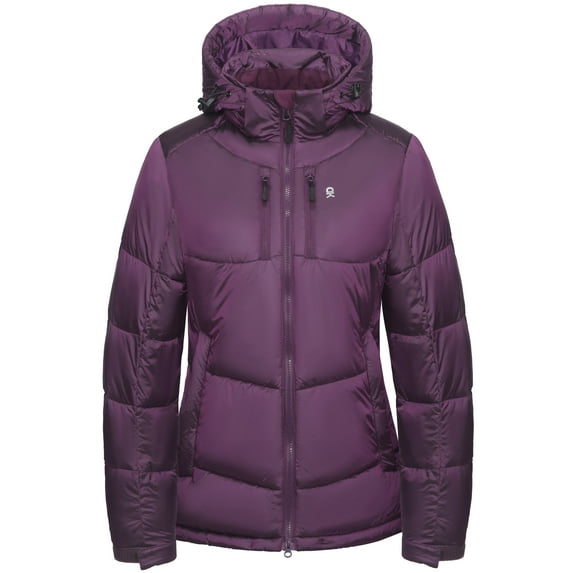 Little Donkey Andy Women's Warm Puffer Jacket Windproof Lightweiht Hooded Winter Coat Hiking Travel Ski Dark Purple XS