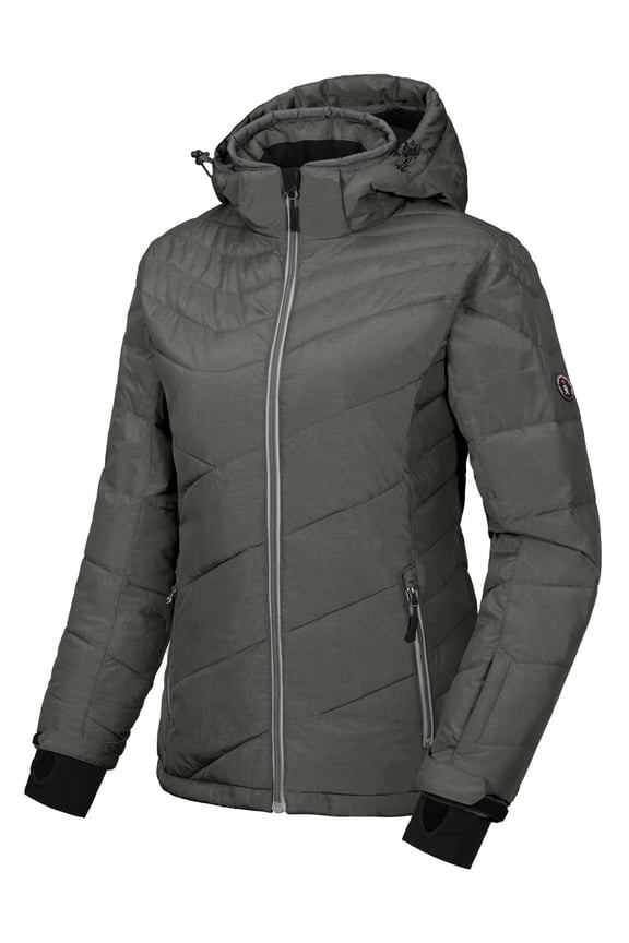 Women's Warm Windproof Ski Insulated Jacket Water Repellent Winter Snowboarding Snow Coat With Detachable Hood Charcoal Gray XS