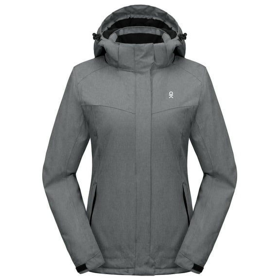 Little Donkey Andy Women's Waterproof Hiking Skiing Jacket with Removable Hood, Fleece Lined Winter Warm Rain Coat Frost Gray XS