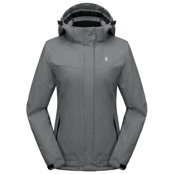 Little Donkey Andy Women's Waterproof Hiking Skiing Jacket with Removable Hood, Fleece Lined Winter Warm Rain Coat Frost Gray XS