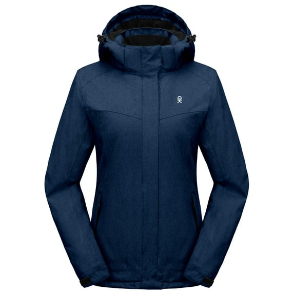 Little Donkey Andy Women's Waterproof Hiking Skiing Jacket with Removable Hood, Fleece Lined Winter Warm Rain Coat Galaxy Blue XS