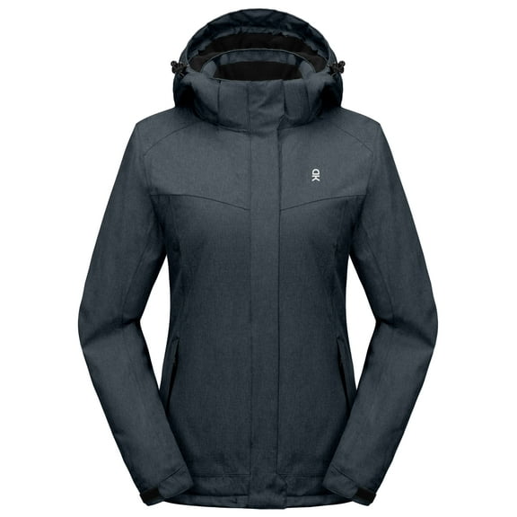 Little Donkey Andy Women's Waterproof Hiking Skiing Jacket with Removable Hood, Fleece Lined Winter Warm Rain Coat India Ink S