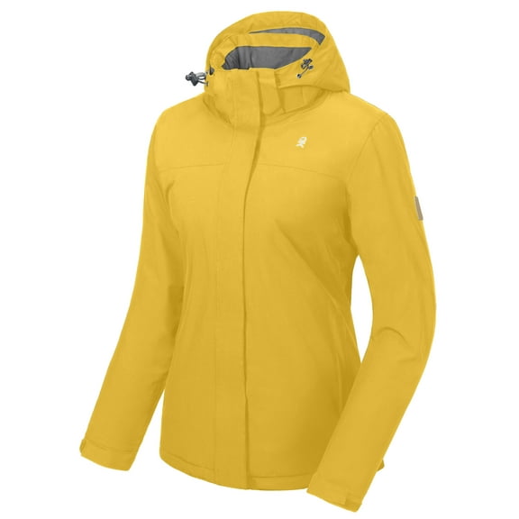 Little Donkey Andy Women's Waterproof Outdoor Ski Jacket Windproof Warm Coat with Detachable Hood Yellow Heather XL