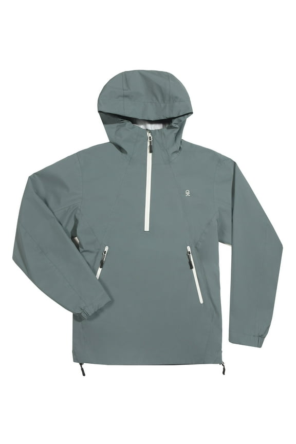 Women's Waterproof Rain Jacket Half-Zip Pullover Lightweight Hoodie Anorak Windbreaker for Women Grey Size L