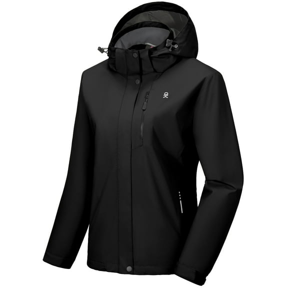 Little Donkey Andy Women's Waterproof Rain Jacket Lightweight Hooded Raincoat for Travel Hiking Golf Black XL