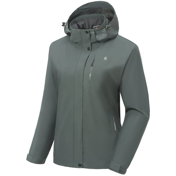 Little Donkey Andy Women's Waterproof Rain Jacket Lightweight Hooded Raincoat for Travel Hiking Golf Gray XL