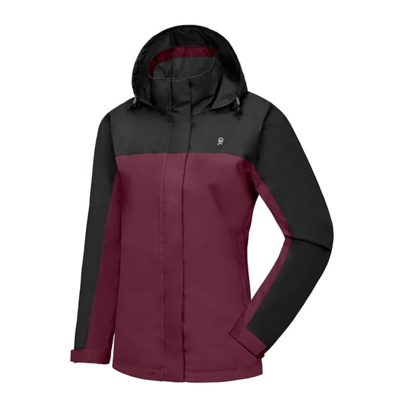 Little Donkey Andy Women's Waterproof Rain Jacket Lightweight Outdoor Windbreaker Rain Coat Shell for Hiking,Travel Dark Black/Red M