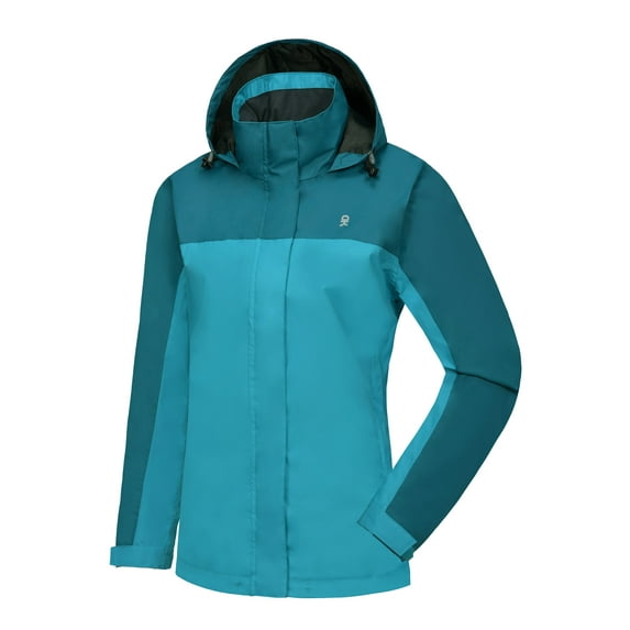 Little Donkey Andy Women's Waterproof Rain Jacket Lightweight Outdoor Windbreaker Rain Coat Shell for Hiking,Travel Deep Blue/Aqua XXL