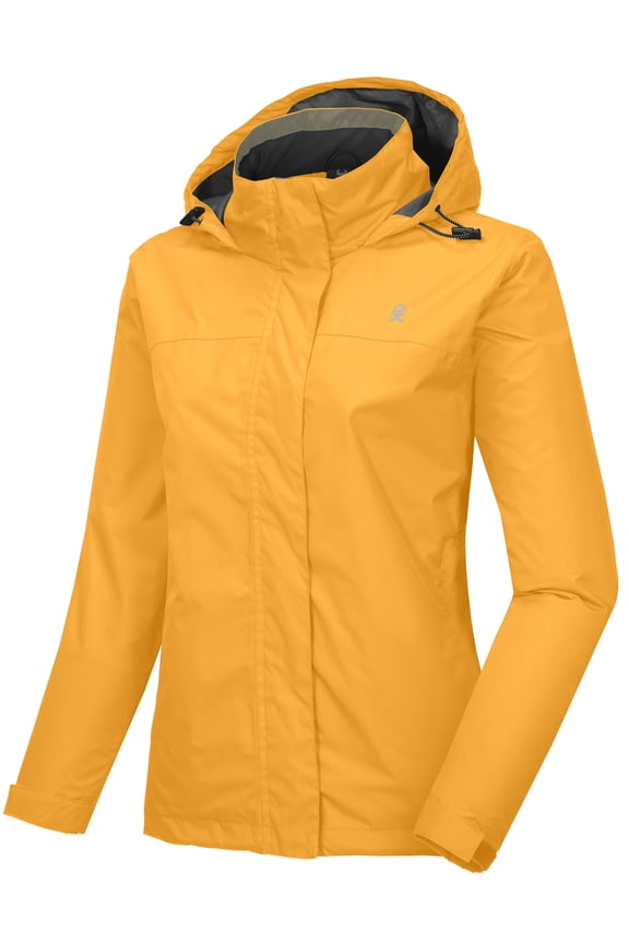 Women’s Waterproof Rain Jacket Lightweight Outdoor Windbreaker Rain Coat Shell for Hiking, Travel Golden S