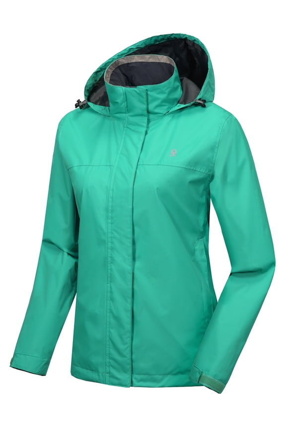 Women’s Waterproof Rain Jacket Lightweight Outdoor Windbreaker Rain Coat Shell for Hiking, Travel Sea Green M