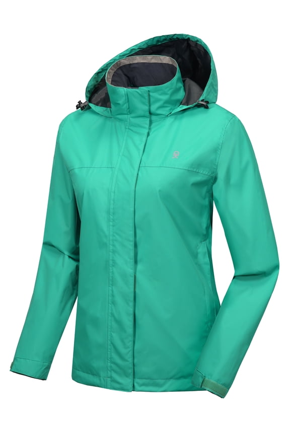 Women’s Waterproof Rain Jacket Lightweight Outdoor Windbreaker Rain Coat Shell for Hiking, Travel Sea Green M