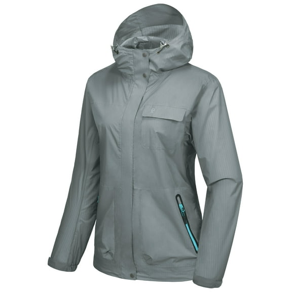 Little Donkey Andy Women's Waterproof Rain Jacket Lightweight Raincoat, Hooded Sun Protection Windbreaker for Outdoor Golf (Grey XL)