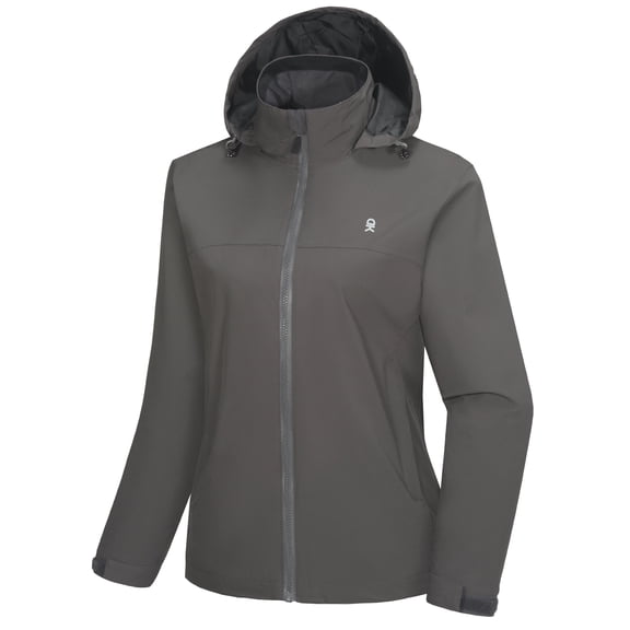 Little Donkey Andy Women's Waterproof Rain Jacket Lightweight Windbreaker Breathable Raincoat with Hood for Outdoor Hiking (Grey XS)