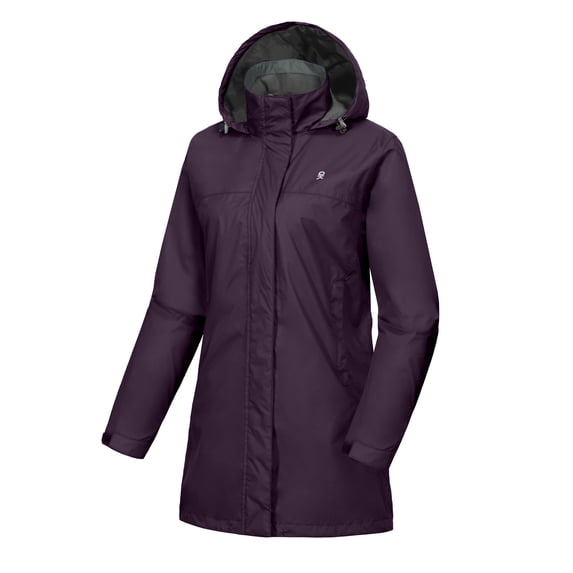 Little Donkey Andy Women's Waterproof Rain Jacket Outdoor Trench Raincoat with Hood Lightweight rain Shell for Hiking, Travel Dark Purple XL