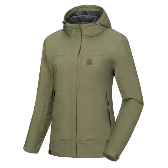 Little Donkey Andy Women's Waterproof Rain Jacket Windproof Light Jacket, Breathable Outdoor Rain Shell with Hood for Hiking Travel Golf Burnt Olive L