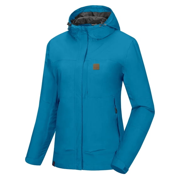 Little Donkey Andy Women's Waterproof Rain Jacket Windproof Light Jacket, Breathable Outdoor Rain Shell with Hood for Hiking Travel Golf Mediterranean Blue XS