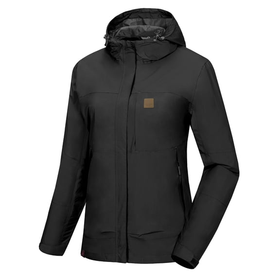 Little Donkey Andy Women's Waterproof Rain Jacket Windproof Light Jacket, Breathable Outdoor Rain Shell with Hood for Hiking Travel Golf Black XL