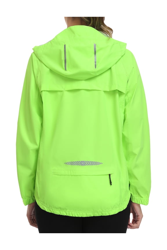 Women's Waterproof Windbreaker Lightweight Packble Cycling Jacket for Biking, Running Fluorescent Green L