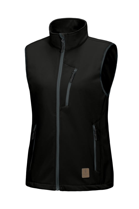 Women's Windproof Sleeveless Jacket for Hiking Travel Golf Lightweight Fleece lined Softshell Vest Black XS