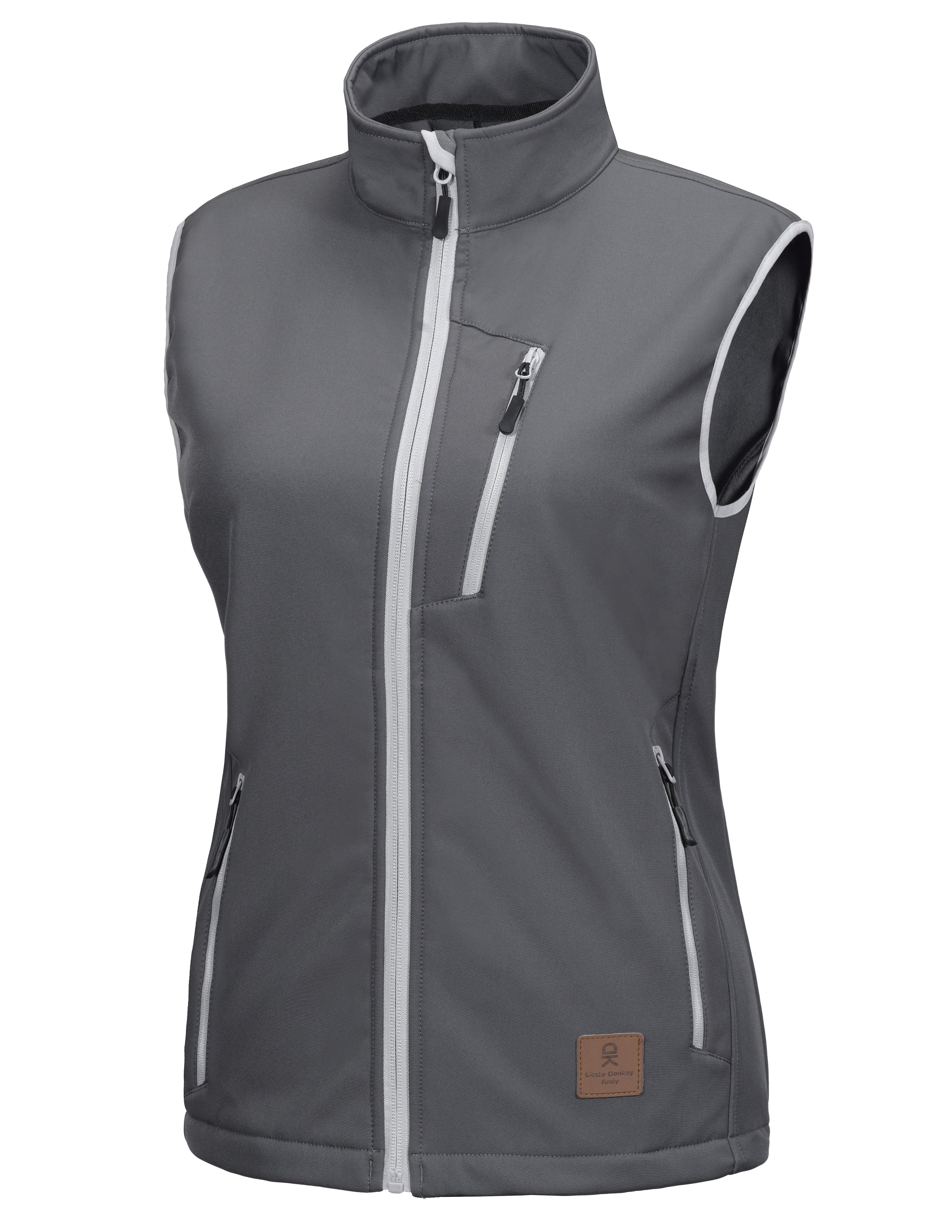 Little Donkey Andy Women's Windproof Sleeveless Jacket for Hiking Travel Golf Lightweight Fleece lined Softshell Vest Grey S
