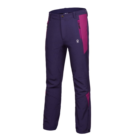 Women’s Winter Hiking Ski Snowboarding Pants, Softshell Pants, Fleece Lined and Water Repellant Purple Size XS