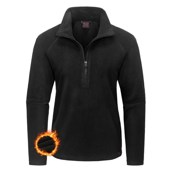 Little Donkey Andy Womens 1/4 Zip Fleece Sweatshirts Long Sleeve Running Pullover Athletic Shirts Black XL