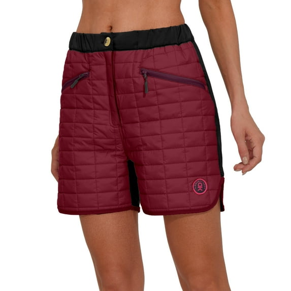 Little Donkey Andy Womens Lightweight Quilted Puffer Shorts Winter Warm Outdoor Hiking Running Dark Red M
