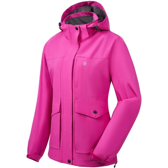 Little Donkey Andy Womens Waterproof Rain jacket with Hood Lightweight Windbreaker Raincoat Shell for Camping Hiking rose S