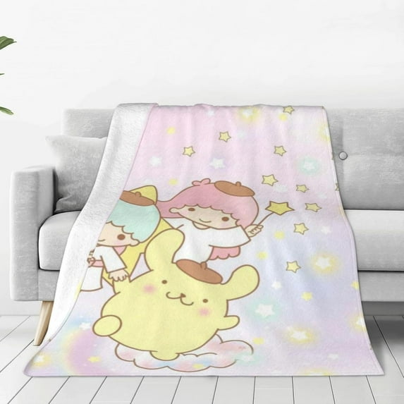 Little Double Star and Pompompurin Blanket Soft Throw Blanket for Girls Boys Camping Blanket Kids Facecloth Blanket Gift Daycare Bedroom Office Travel Use 50"x60"