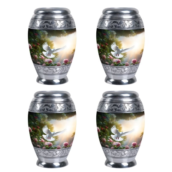 Little Dove Flying Over Roses Urns For Human Ashes - Adult Urns For Human Ashes Women & Men - Urns For Adult Male - Mini Urns For Ashes - Mini Urns For Ashes Small(Size - 3inch, 4pcs)