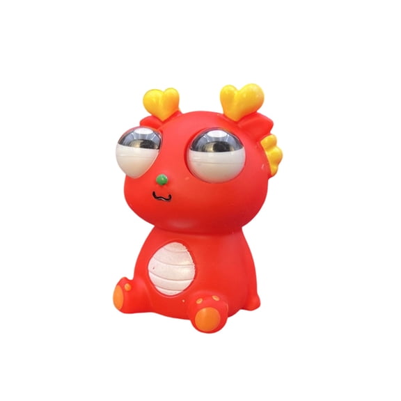 Little Dragon Eye Popping Squeeze Toy, Portable Stress Relief Figurine, Durable Plastic Sensory Fidget for Anxiety Support and Hand Strength Exercise Red