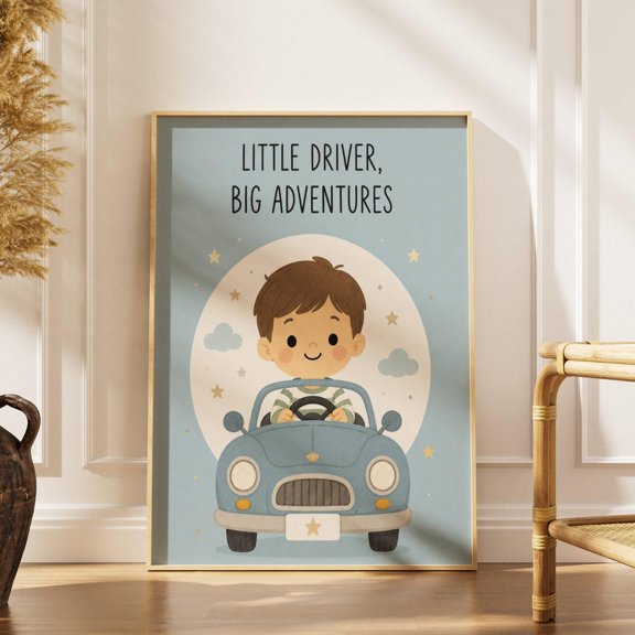 Little Driver Big Adventures Wall Art Print Car Decor