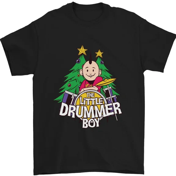 Little Drummer Boy Christmas Holiday Musician Graphic Cotton Unisex T-Shirt, up to size 5XL