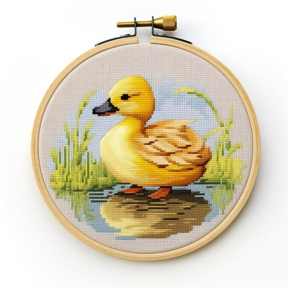 Little Duck 11CT Stamped Cross Stitch Kits Easy for Beginners Child with Hoop DIY Needlepoint Counted Embroidery Kits Art Craft Wall Decor 12x12IN(4)