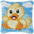 thumbnail image 1 of Little Duck Latch Hook Pillow Cover Kits for DIY Handmade Throw Pillow Cross Stitch Latch Hook Pillowcase Rug Kits with Preprinted Color Pattern Canvas Crochet Yarn Kits 17''X 17''(fv35), 1 of 7