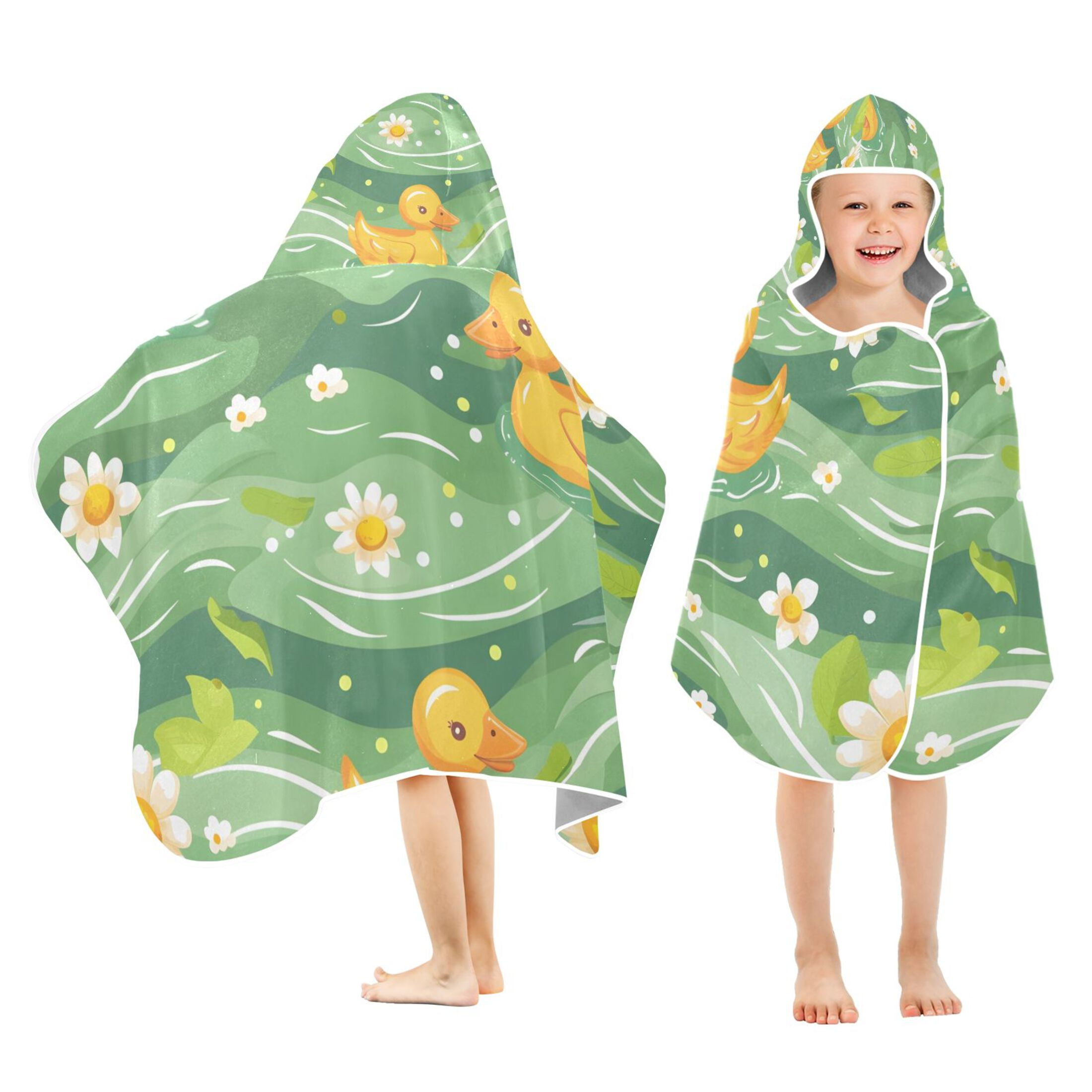 Little Ducks and Daisy Flower Toddler Hooded Beach Towel 24" x 50" Kids ...