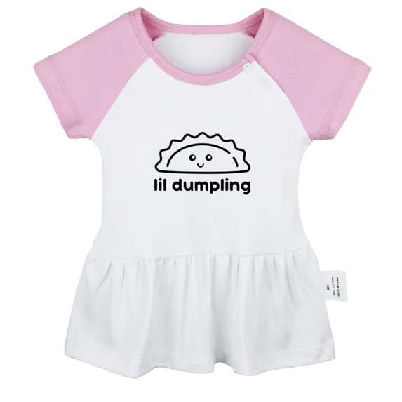 Little Dumpling Wonton Dimsum Bao Funny Dresses For Baby, Newborn Babies Skirts, Infant Princess Dress, 0-24M Kids Graphic Clothes (Pink Raglan Dresses, 0-6 Months)