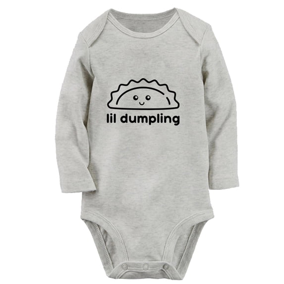 Little Dumpling Wonton Dimsum Bao Funny Rompers, Newborn Baby Unisex Bodysuits, Infant Jumpsuits, Toddler 0-12 Months Kids Long Sleeves Oufits (Gray, 6-12 Months)